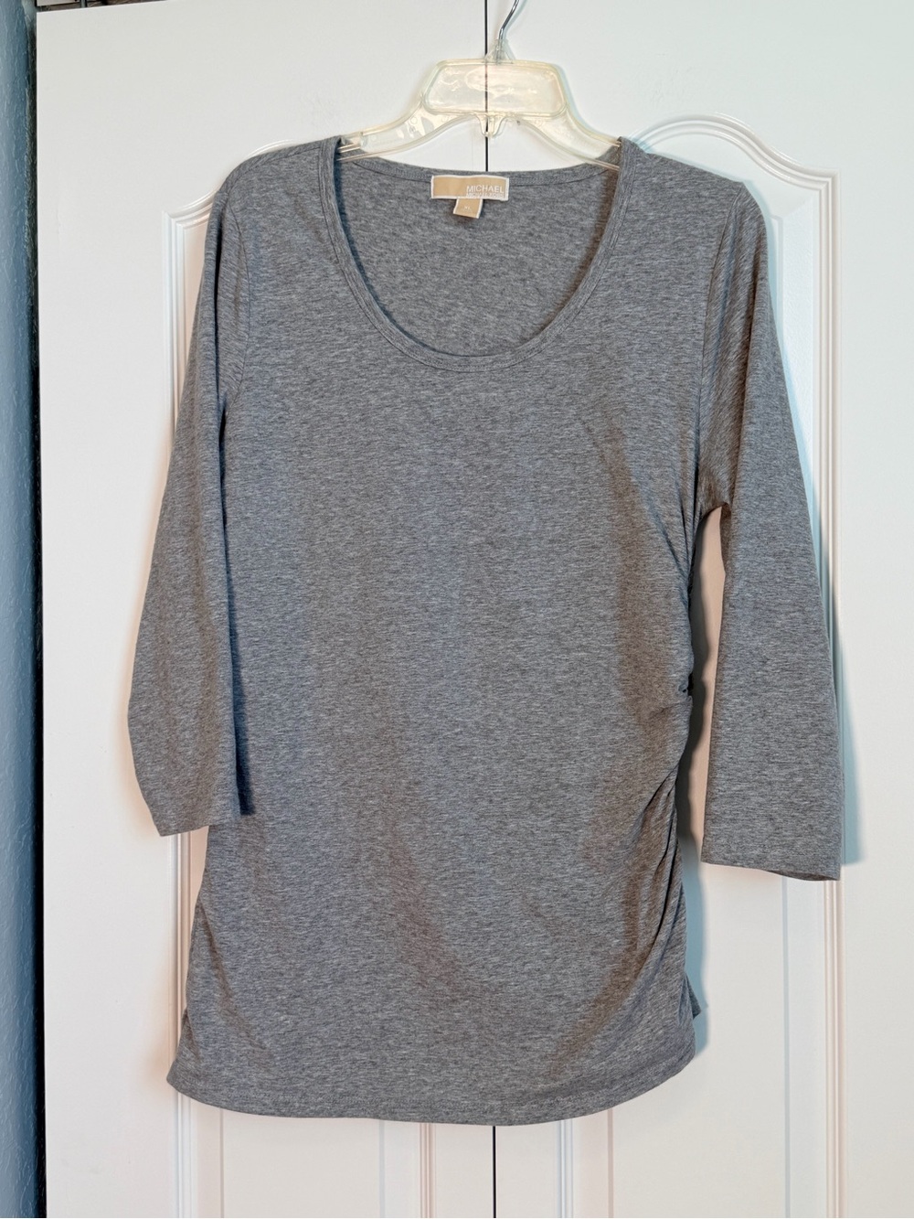 Michael Kors Gray Scoop Neck Long Sleeve Top with side zipper